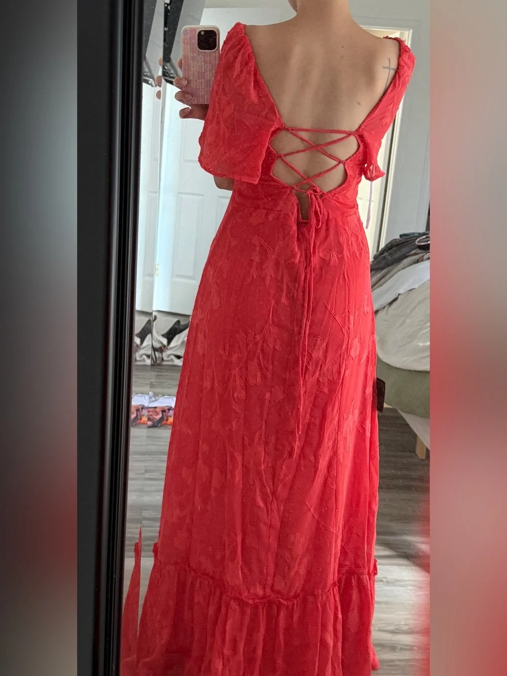 Coral Floral Embroidered Maxi Dress - Women - Picture 4 of 4
